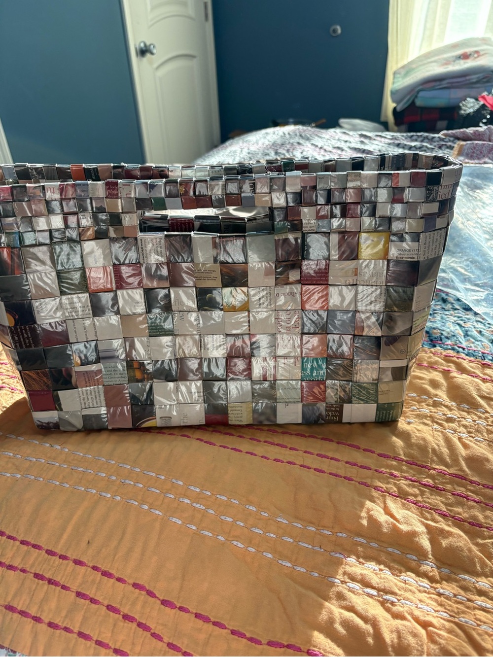 Rare Art to Ware Woven Multi-Color Recycled Paper Tote